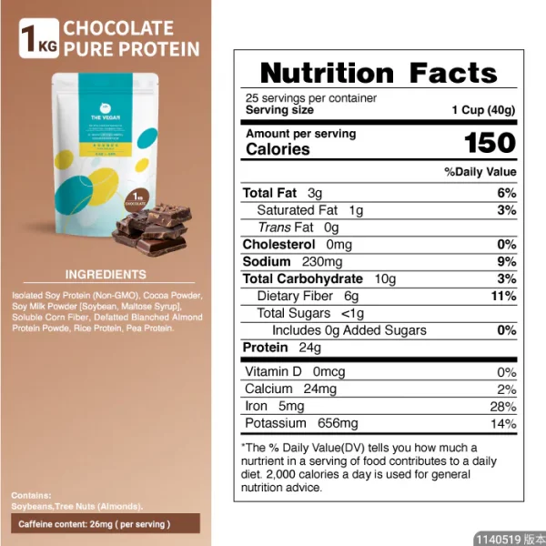 【THE VEGAN】Pure Plant-Based Protein - Chocolate (1kg) - Image 5