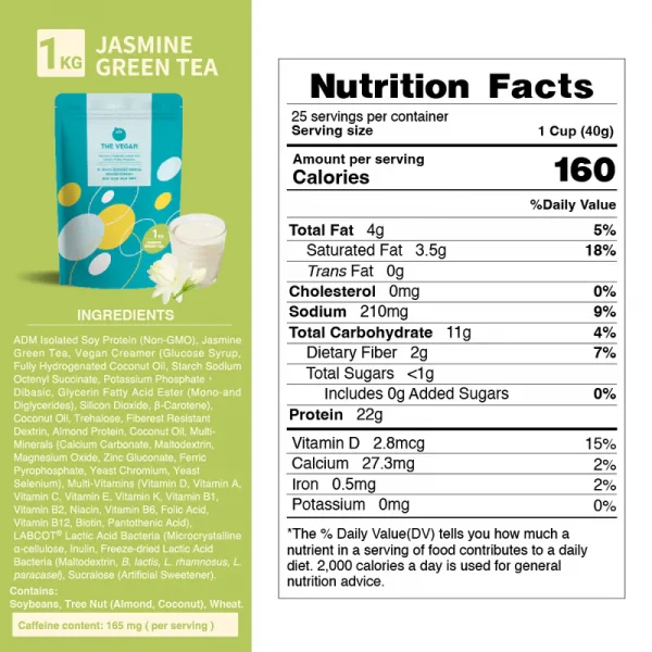 【THE VEGAN】Classic Plant-Based Protein - Jasmine Green Tea (1kg) - Image 8