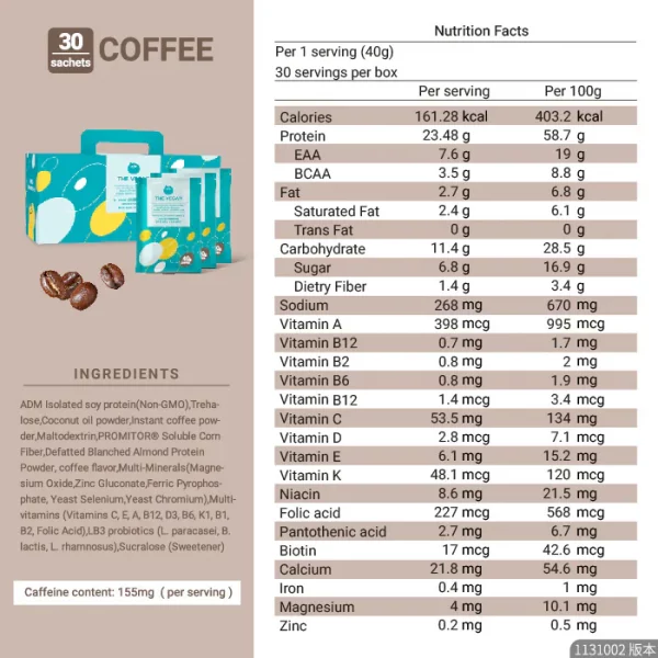 【THE VEGAN】Classic Plant-Based Protein - Coffee (Box of 30 sachets) - Image 7