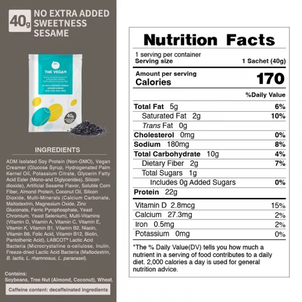 【THE VEGAN】Classic Plant-Based Protein - No Extra Added Sweetness Sesame (40g) - Image 7