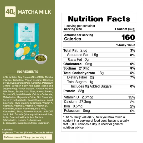【THE VEGAN】Classic Plant-Based Protein - Matcha Milk (40g) - Image 7