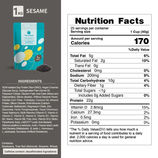 【THE VEGAN】Classic Plant-Based Protein - Sesame (1kg) - Image 7