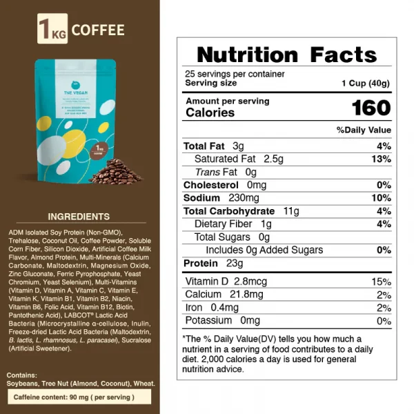 【THE VEGAN】Classic Plant-Based Protein - Coffee (1kg) - Image 8