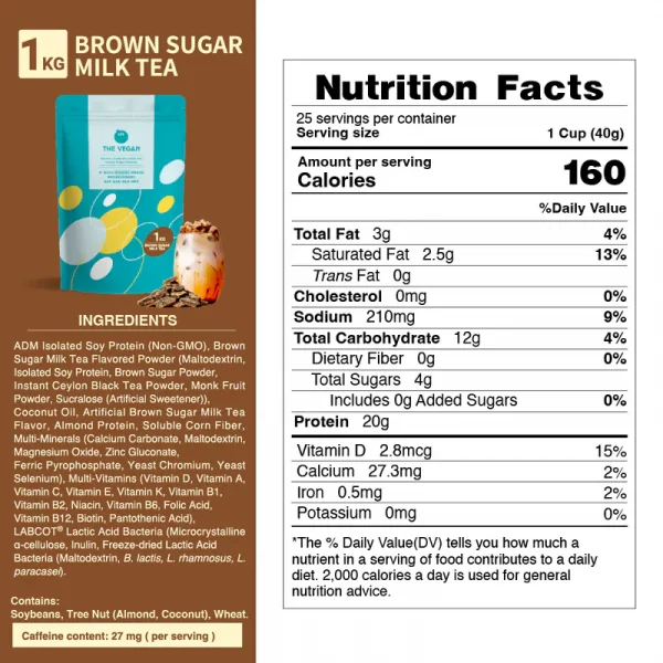 【THE VEGAN】Classic Plant-Based Protein - Brown Sugar Milk Tea (1kg) - Image 8