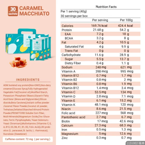 【THE VEGAN】Classic Plant-Based Protein - Caramel Macchiato (Box of 30 sachets) - Image 7
