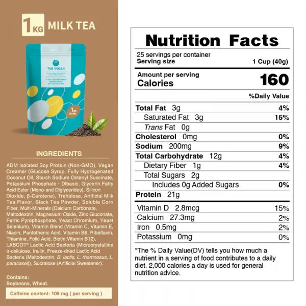 【THE VEGAN】Classic Plant-Based Protein - Milk Tea (1kg) - Image 7