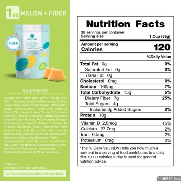 【THE VEGAN】High Fiber Plant-Based Protein - Melon (1kg) - Image 4