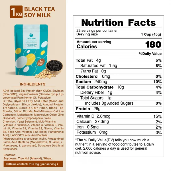 【THE VEGAN】Classic Plant-Based Protein - Black Tea Soy Milk (1kg) - Image 7