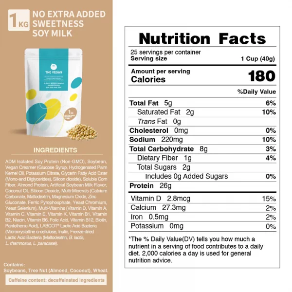 【THE VEGAN】Classic Plant-Based Protein - No Extra Added Sweetness Soy Milk (1kg) - Image 7